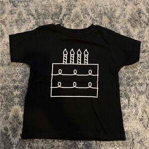 Kids Black 4 Birthday Cake Graphic Tee